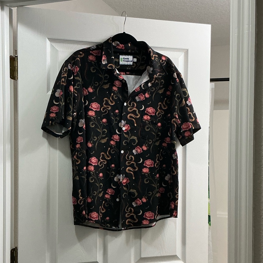 Geek tropical button down shirt